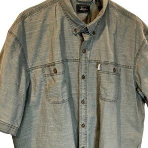 G.H. Bass Men's XXL Grey Short Sleeve Button Down Chambray Shirt